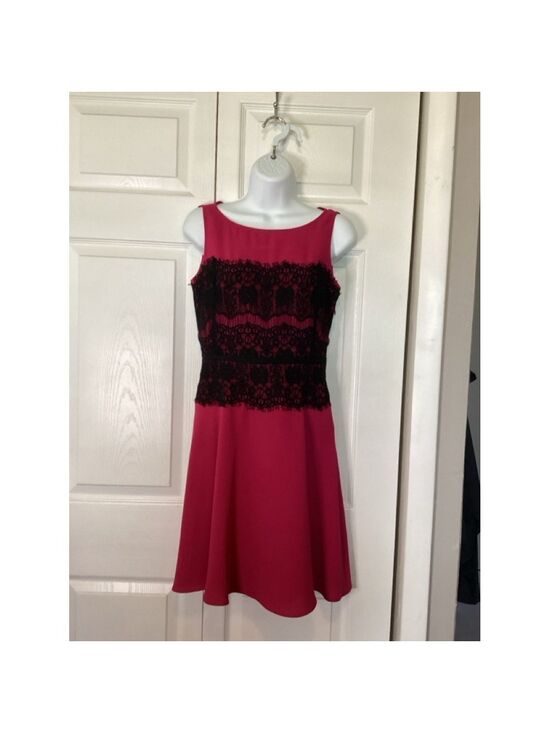 LOFT Dresses & Skirts - Women's LOFT Dress Size 0 Pink with Black Lace